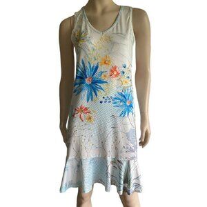 Floral Shift Ruffle Hem knee L Dress Sz S​​